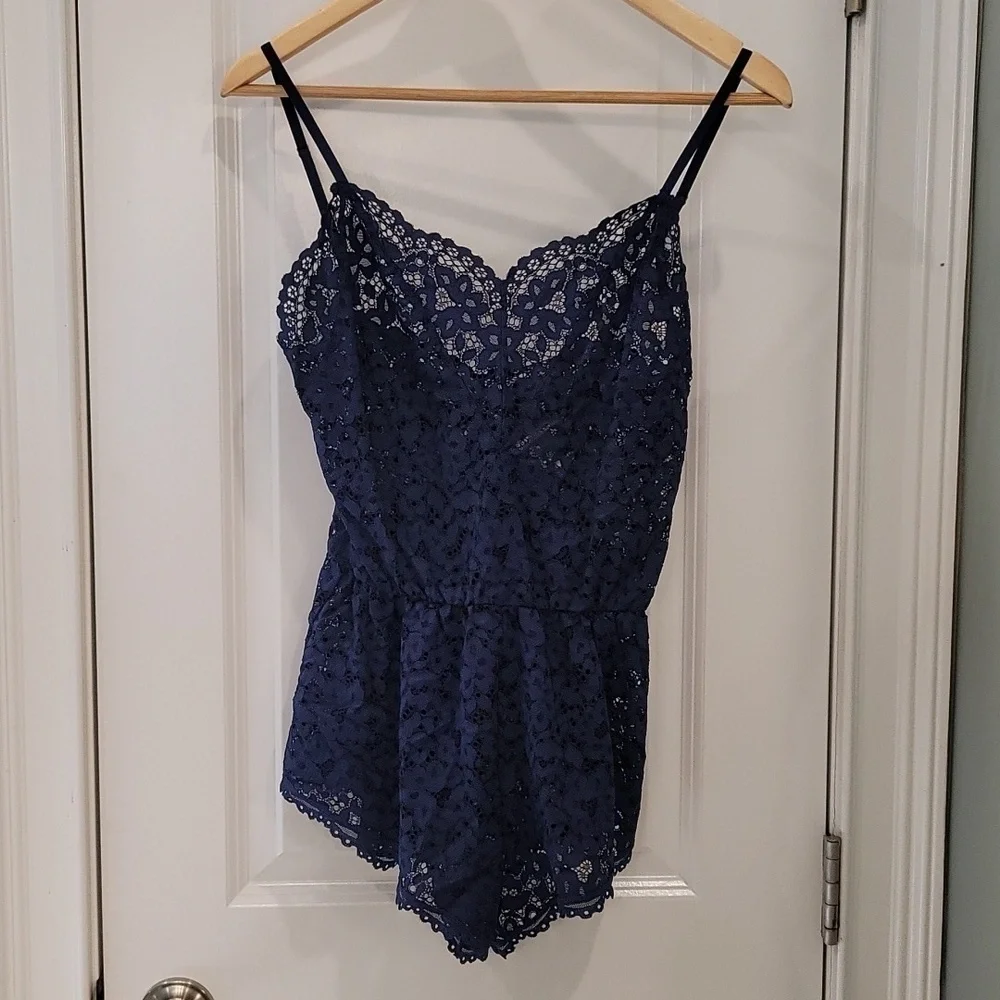 Victoria's Secret Navy Blue Lace Romper - Size XS